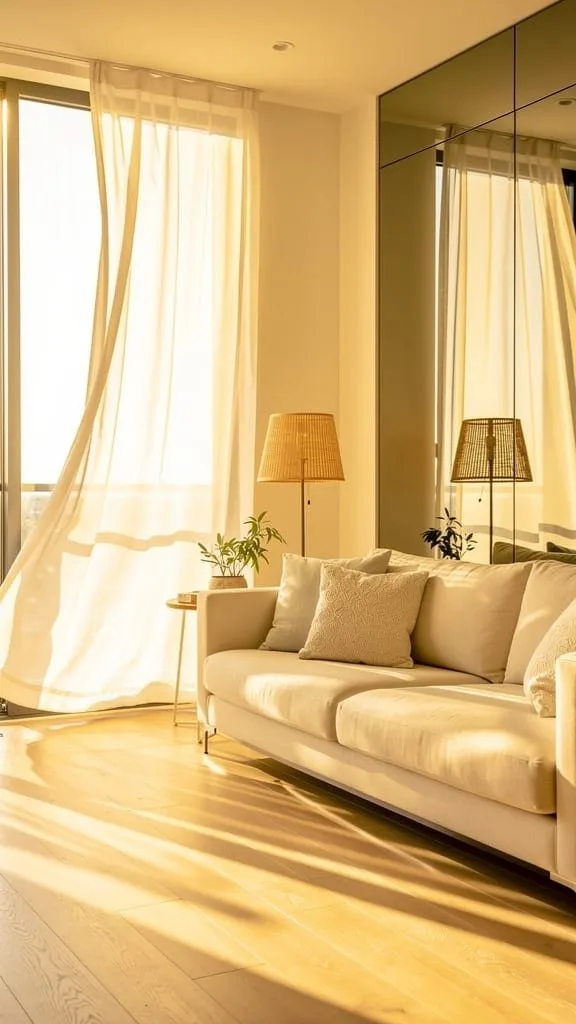 Bright summer living room design with natural light