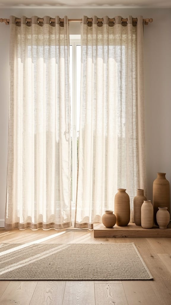 Linen Curtains with Wooden Rings