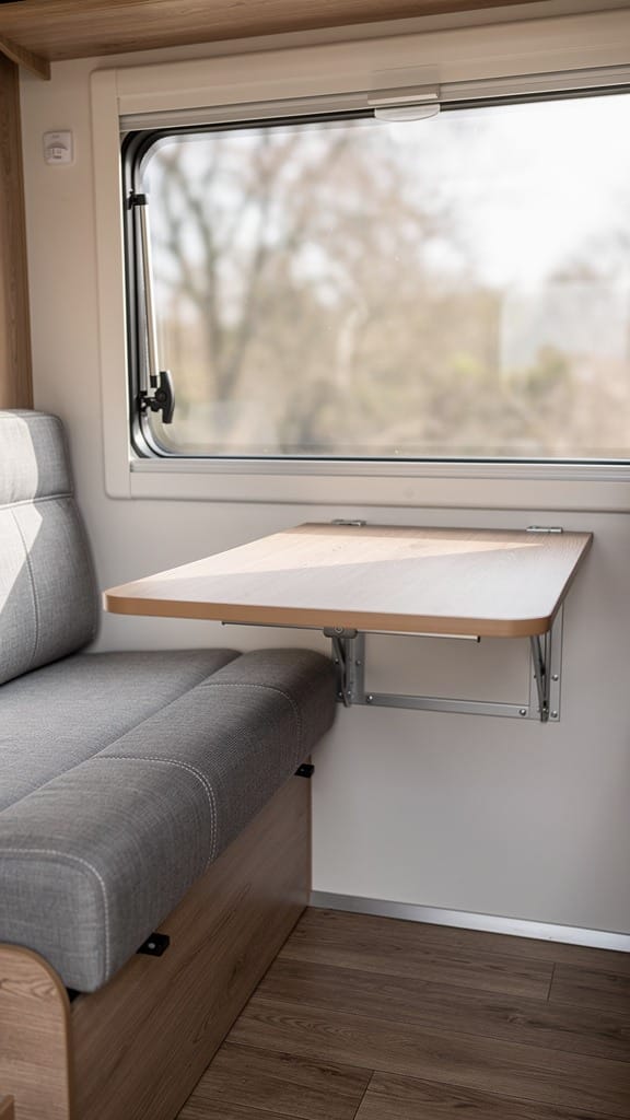 Long Bench with Fold-Down Table