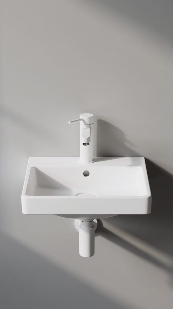 Matte White Fixtures and Faucets