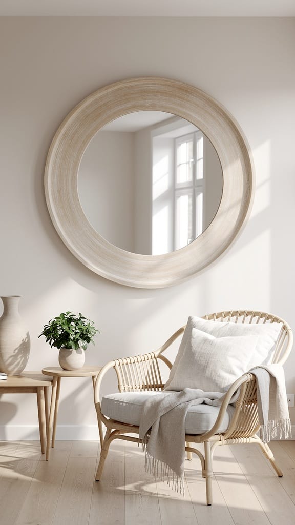Oversized Mirror With Light Wood Frame