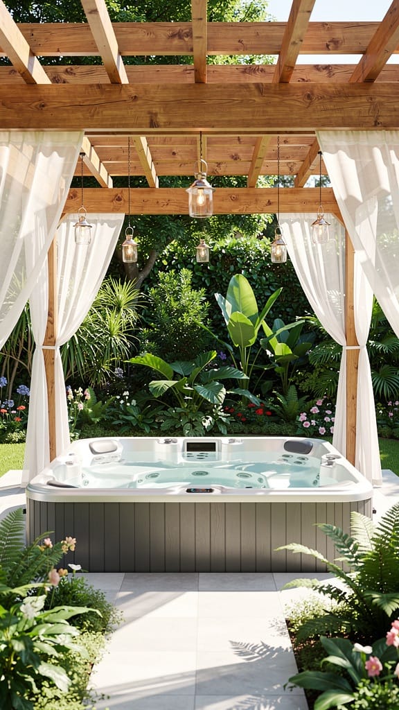 Pergola-Covered Jacuzzi Lounge