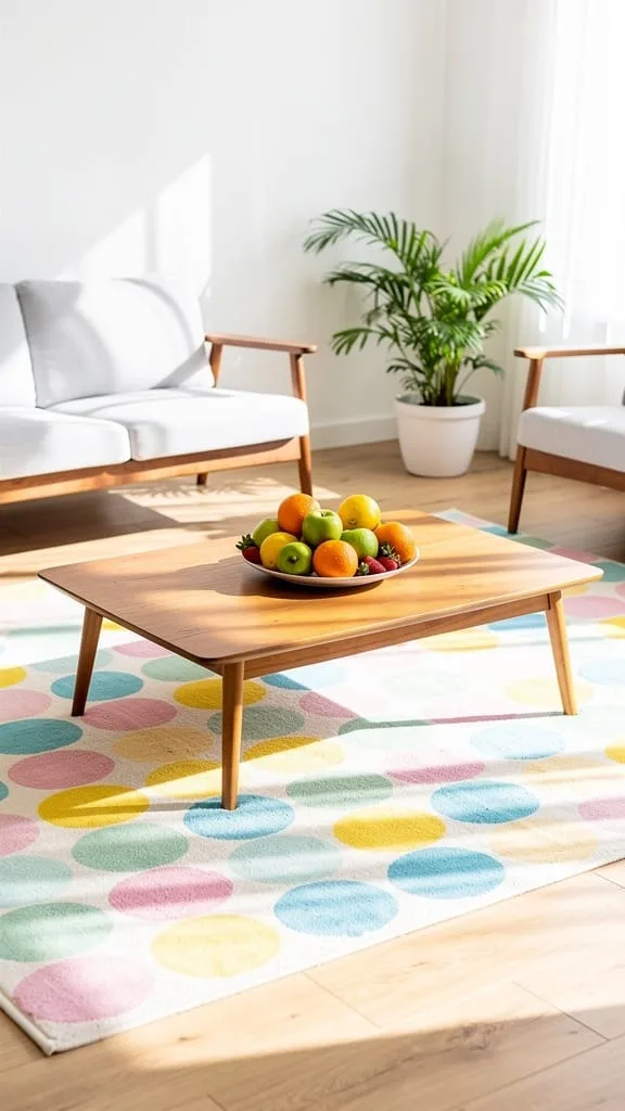 Playful polka dot summer living room rug