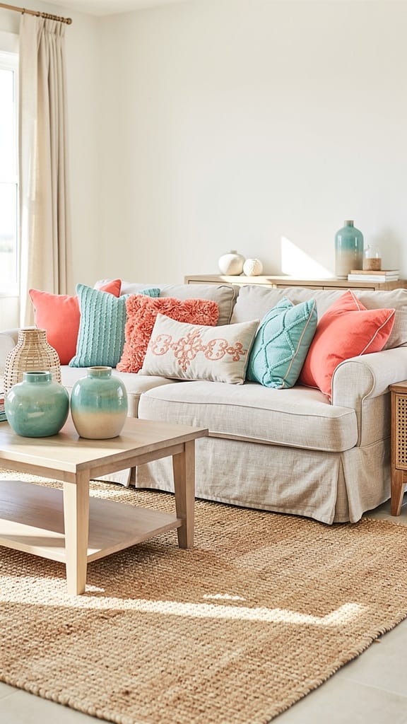 Pops of Coral and Turquoise