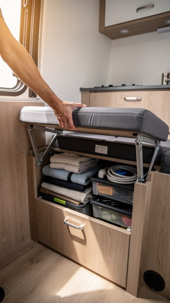 Pull-Out Bench with Hidden Storage
