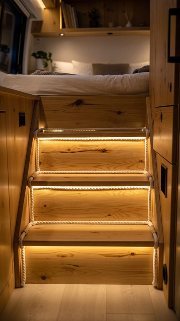 Rope Lighting Along Stair Edges or Shelving