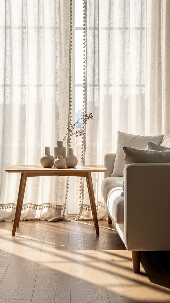 Sheer Linen Blend with Tassels