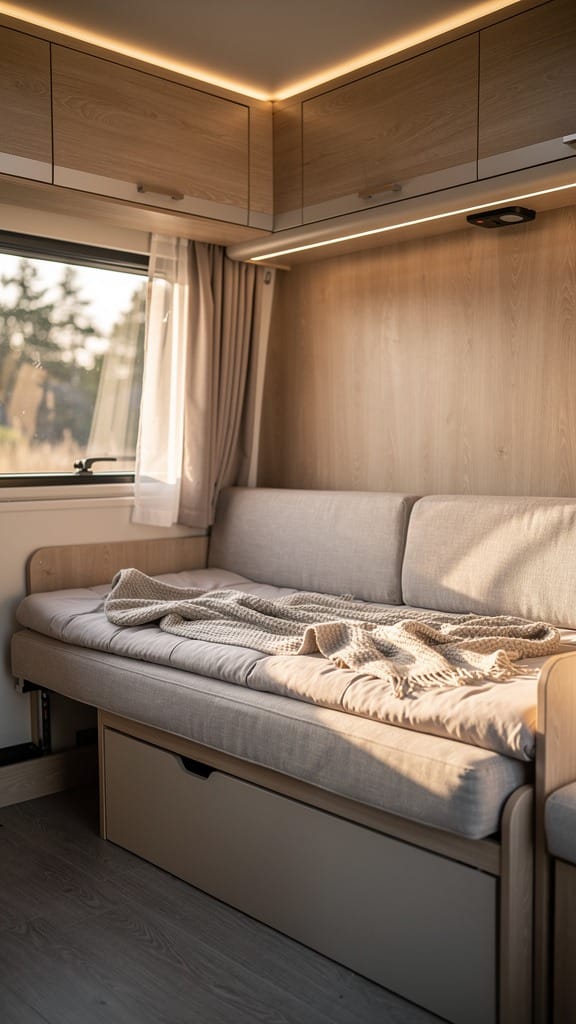 Side Sofa with Fold-Out Bed Platform