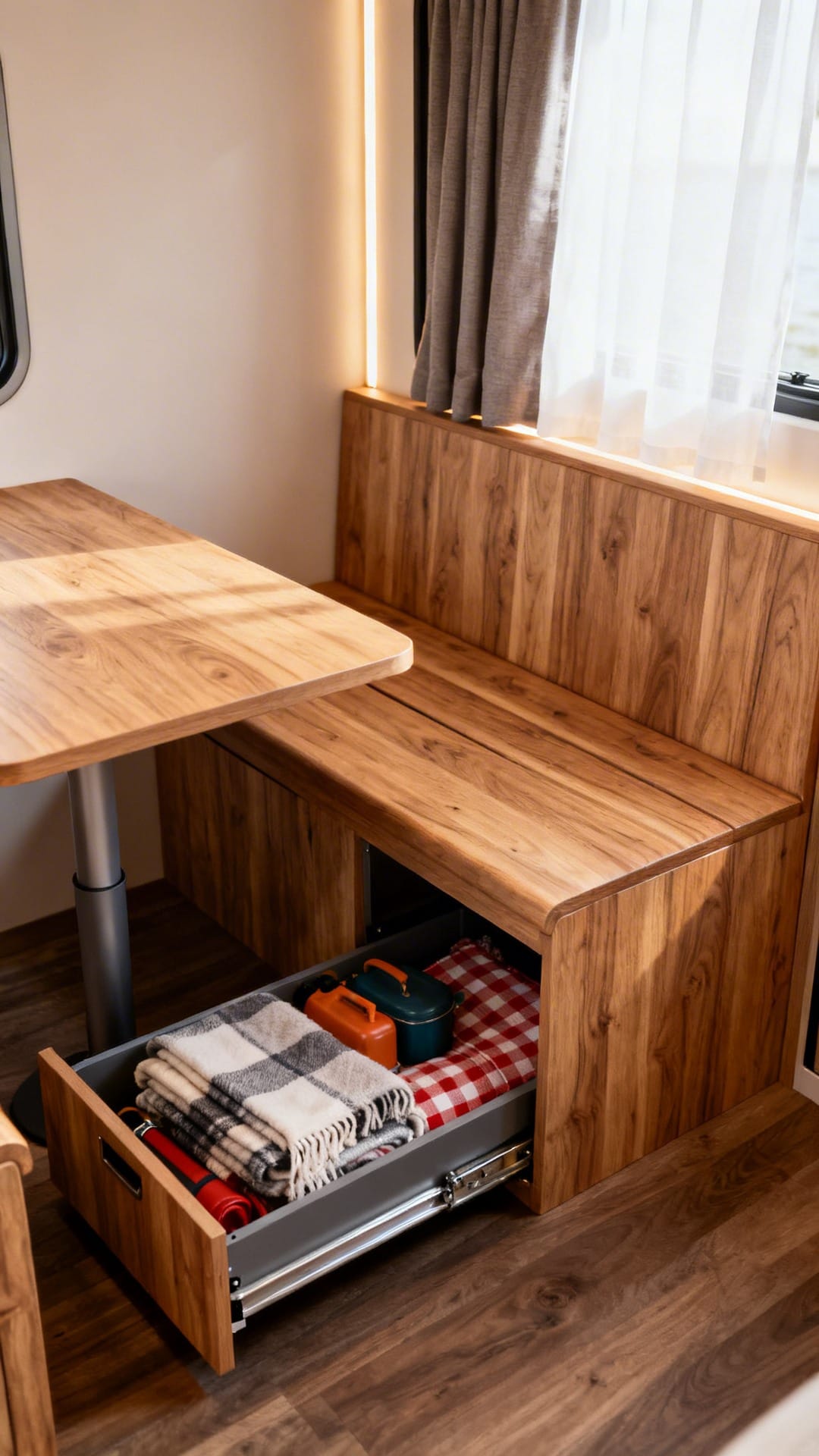 Slide-Out Benches with Storage