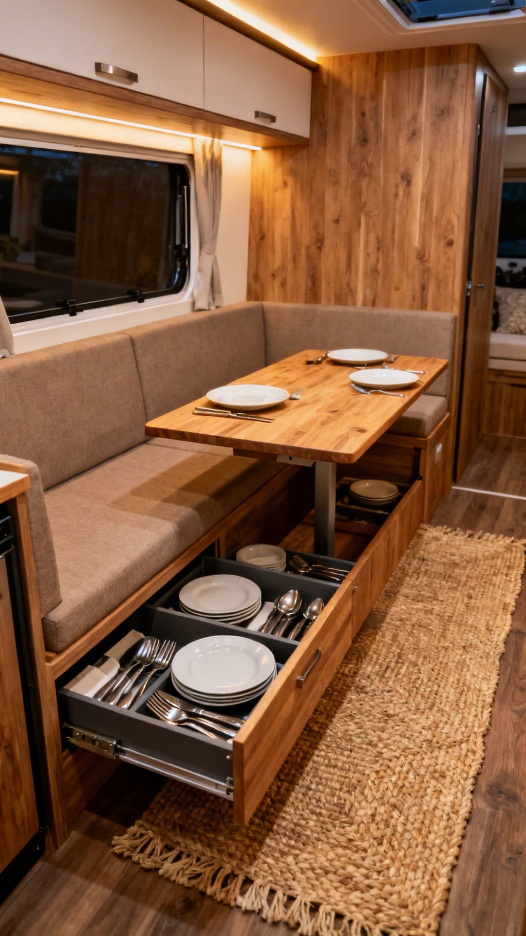 Slide-Out Benches with Dining Storage