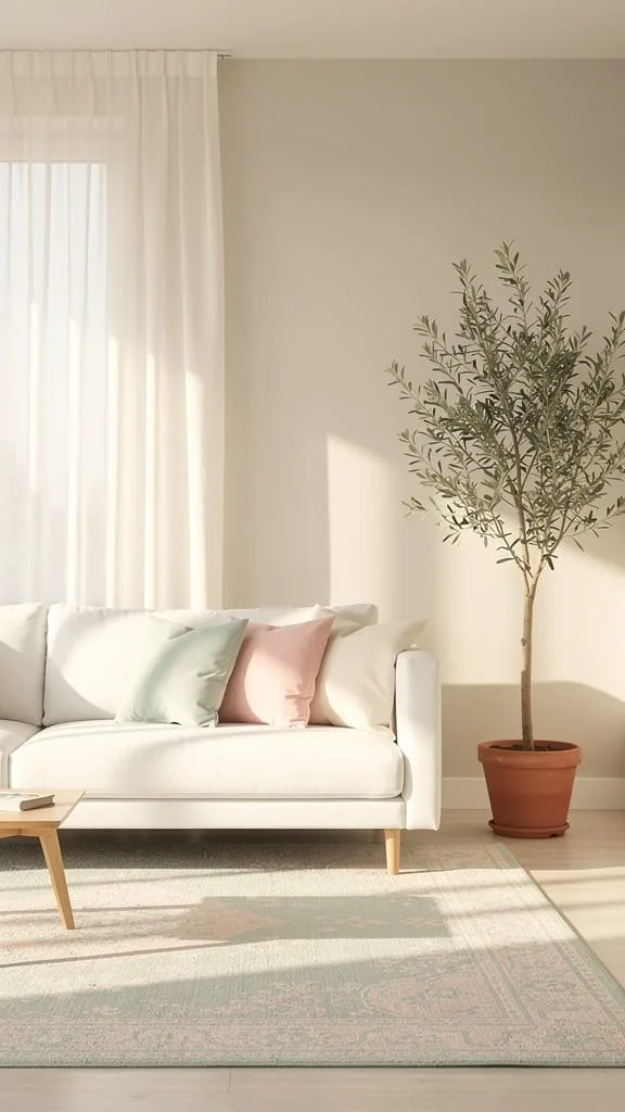 Soft pastel summer living room rug in blush and mint