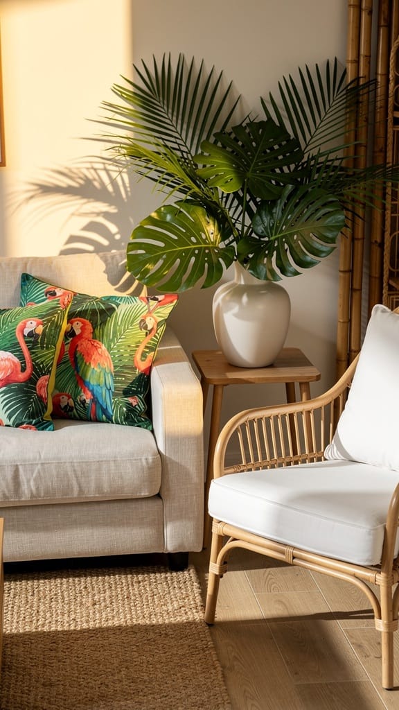 Tropical Bird Print Pillows
