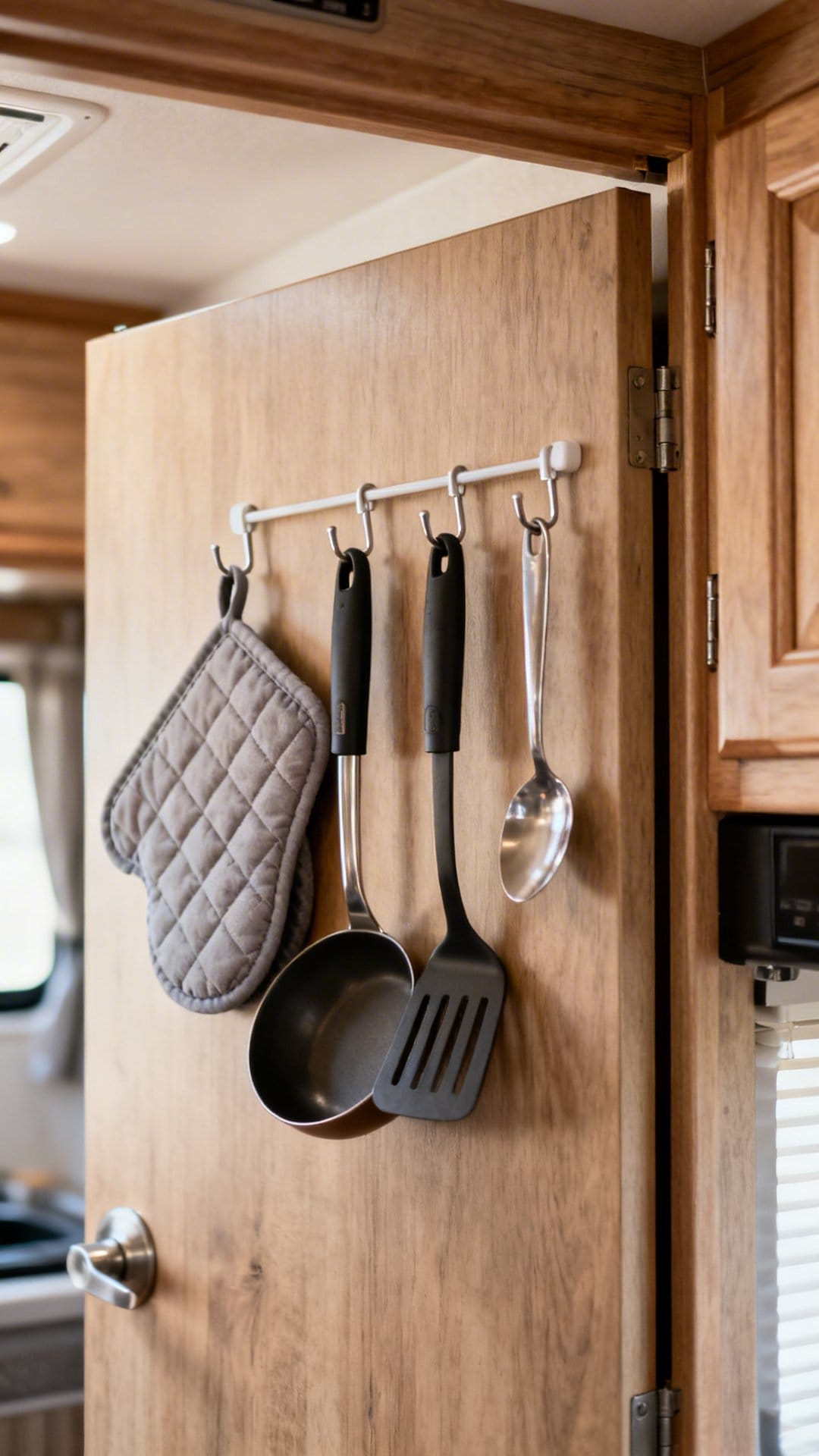 Try Command Hooks Inside Cabinet Doors