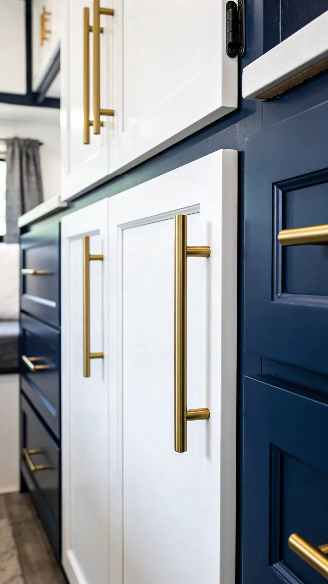 two tone cabinet color idea for motorhome kitchen decor