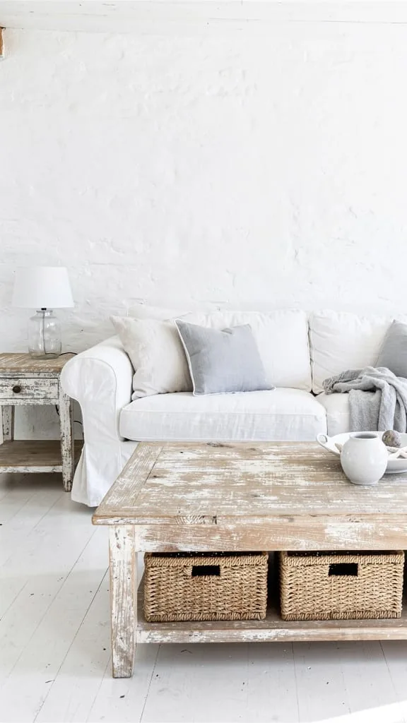 Use Whitewashed or Weathered Furniture