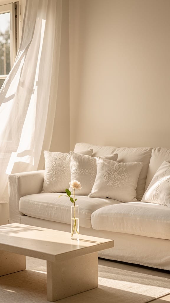 White Embroidered Linen Pillows