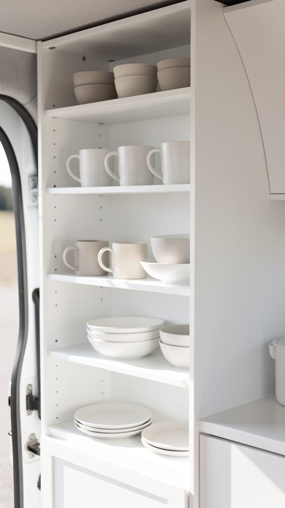 White Open Shelving for a Minimalist Look
