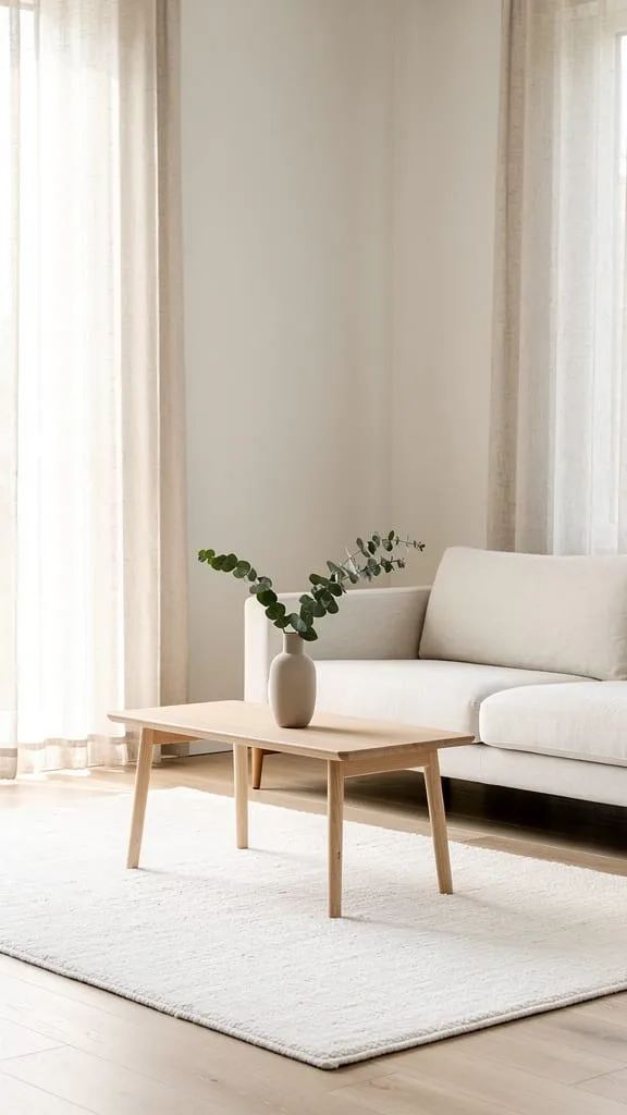 White-on-white minimalist summer living room rug
