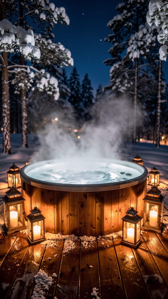 Winter Retreat Jacuzzi Setup