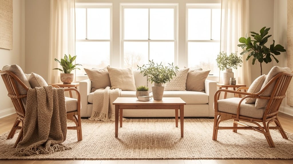 23 Cozy Living Room with Summer Decor: Layered Textures and Light