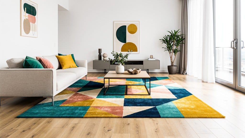 19 Colorful Geometric Rug Ideas to Brighten Your Living Room