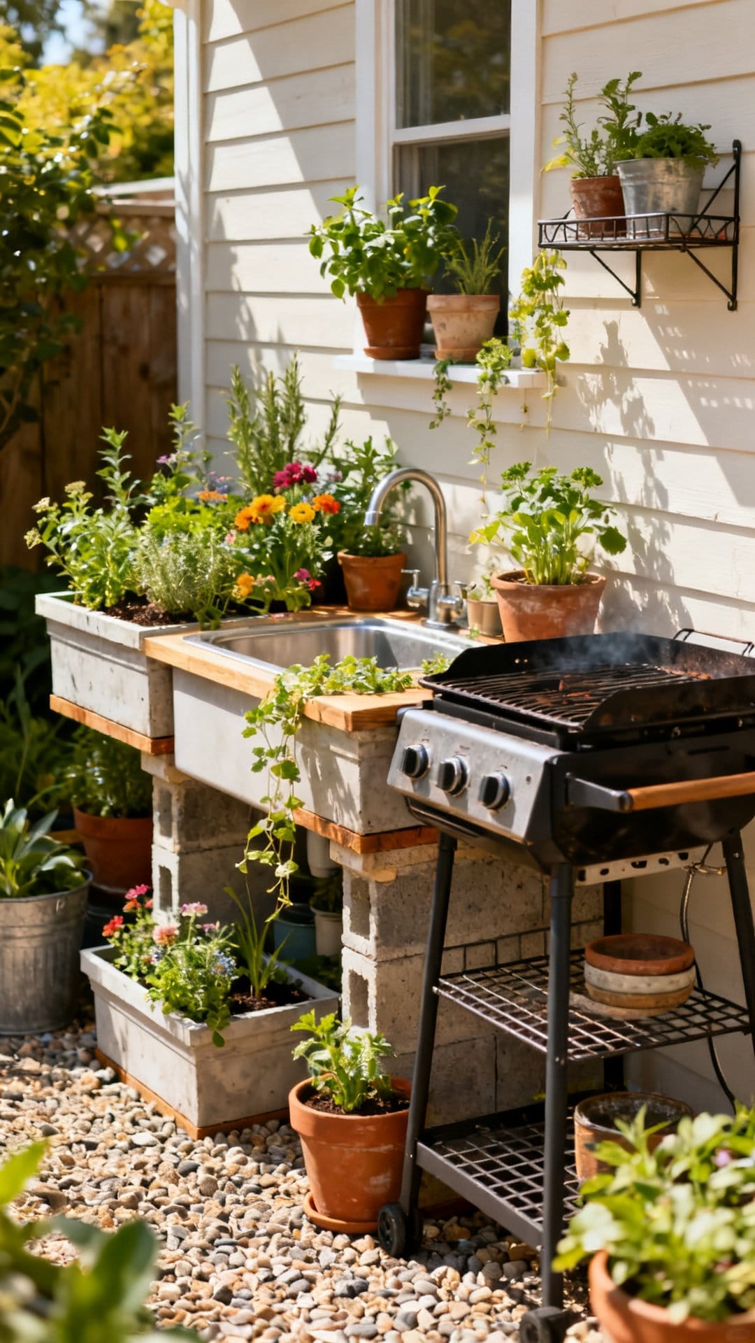 A Container Garden Outdoor Kitchen on a Budget