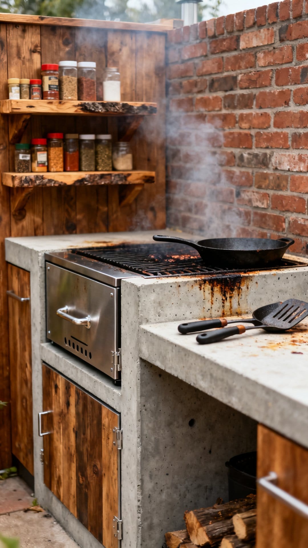 A Sleek Outdoor Kitchen with a Built-In Smoker