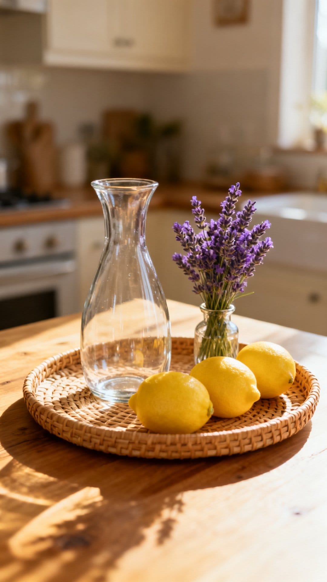 Add a Wicker or Rattan Tray to Your Counter