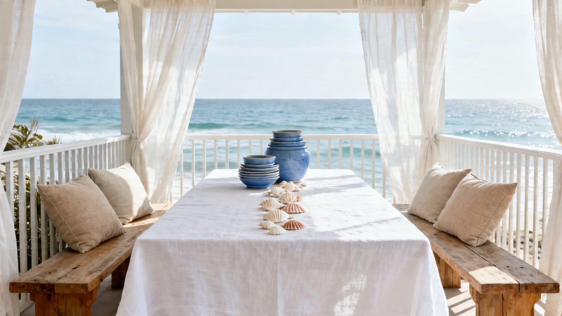 Coastal Cool: Sky Blue, Sandy Cream, and Soft White