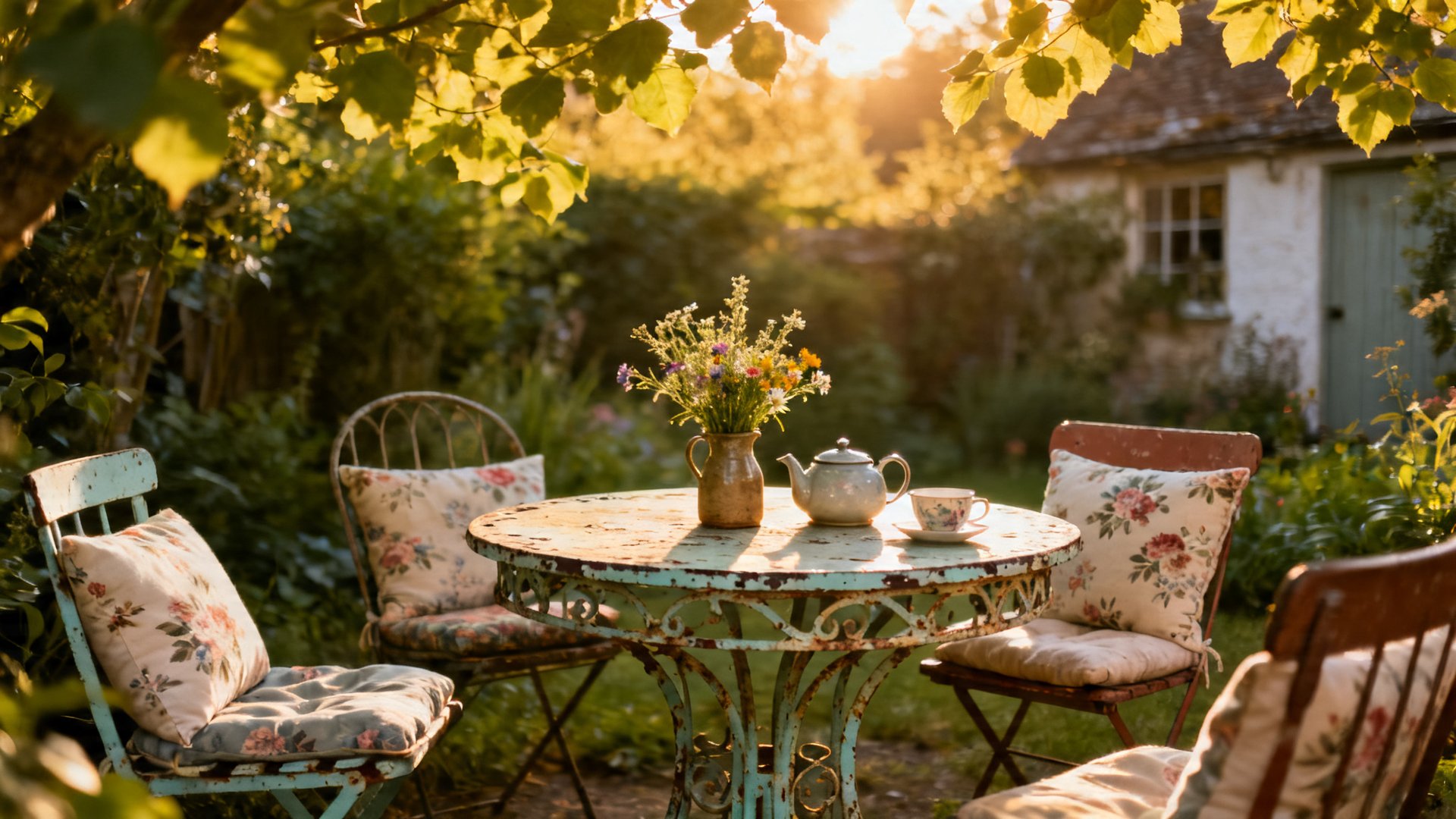 Cottage Summer Garden Seating and Gathering Spaces