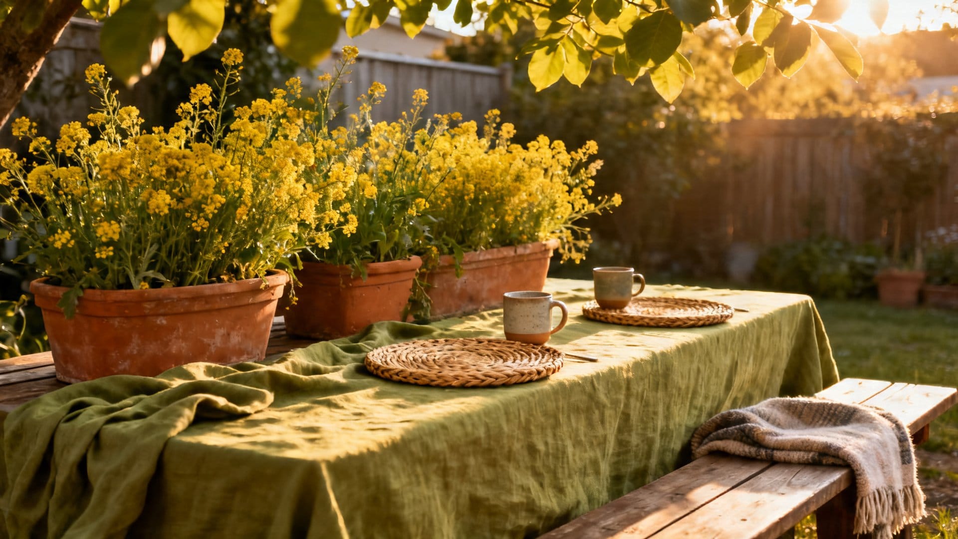 Earthy and Wildflower-Inspired: Terracotta, Mustard, and Warm Green
