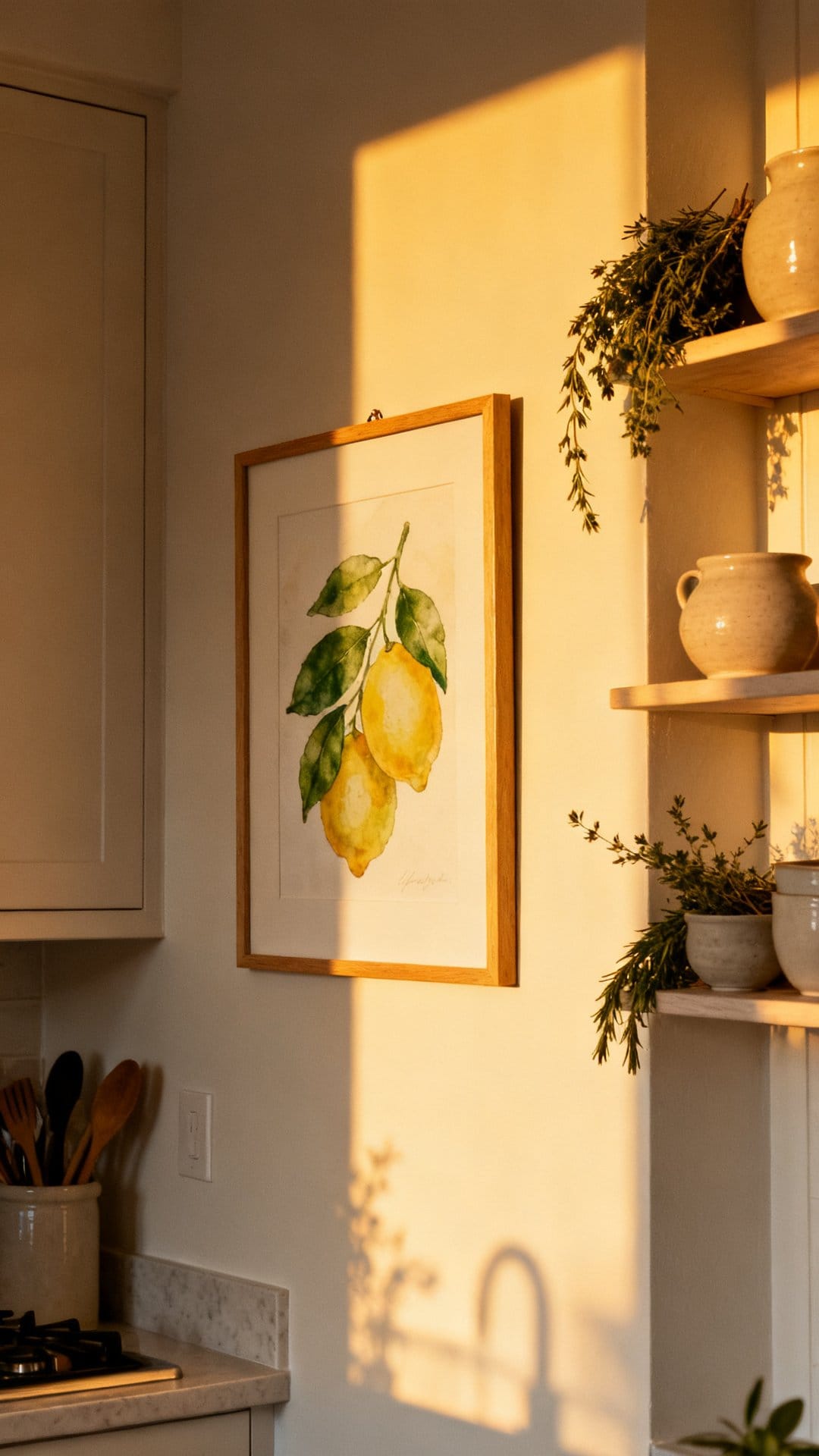 Hang a Botanical Print or Watercolor Art in the Kitchen