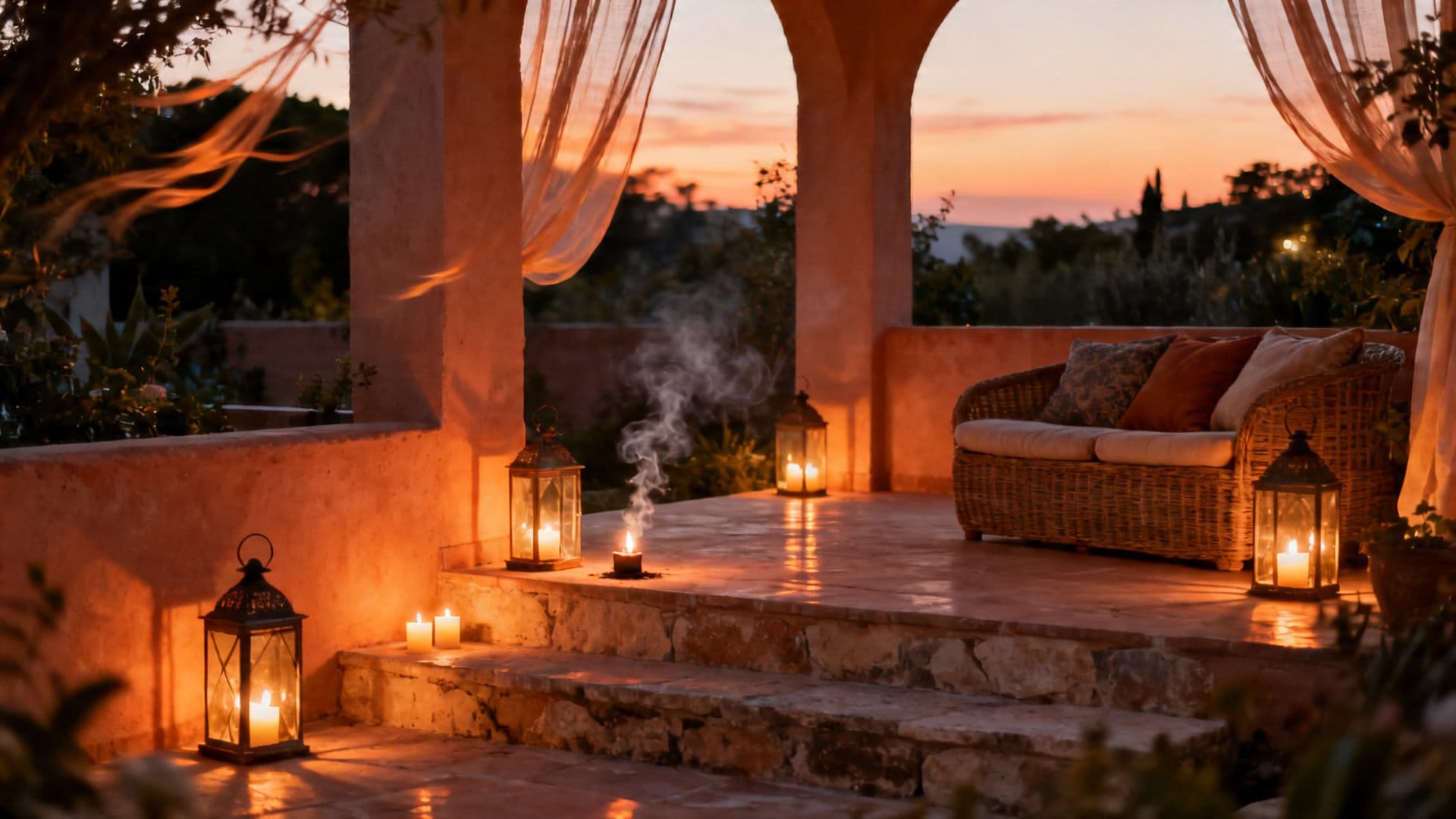 Lighting and Evening Atmosphere: Lanterns, Candles, and Warm Glow