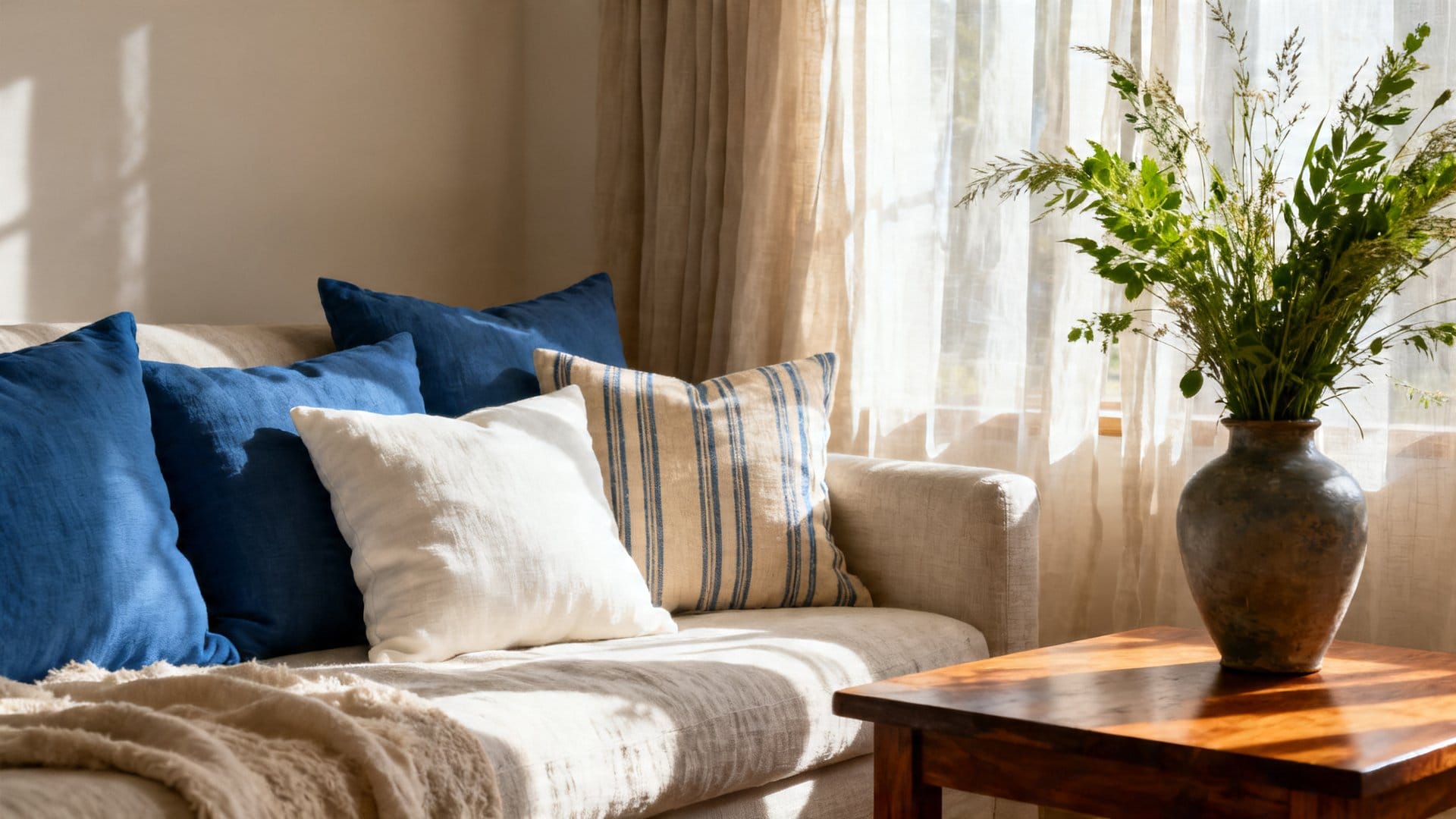 Mixing Blue Pillows with Other Colors and Patterns