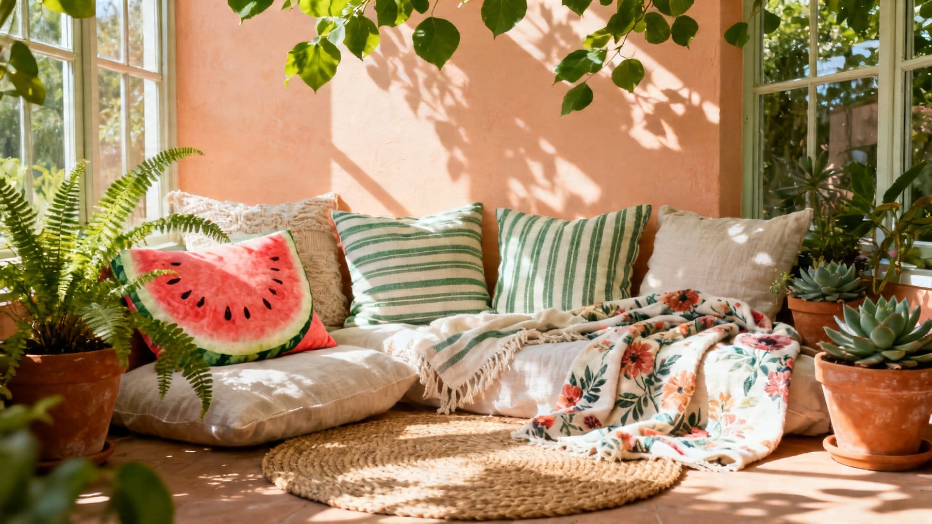 Mixing Watermelon Pillows with Other Summer Decor Elements