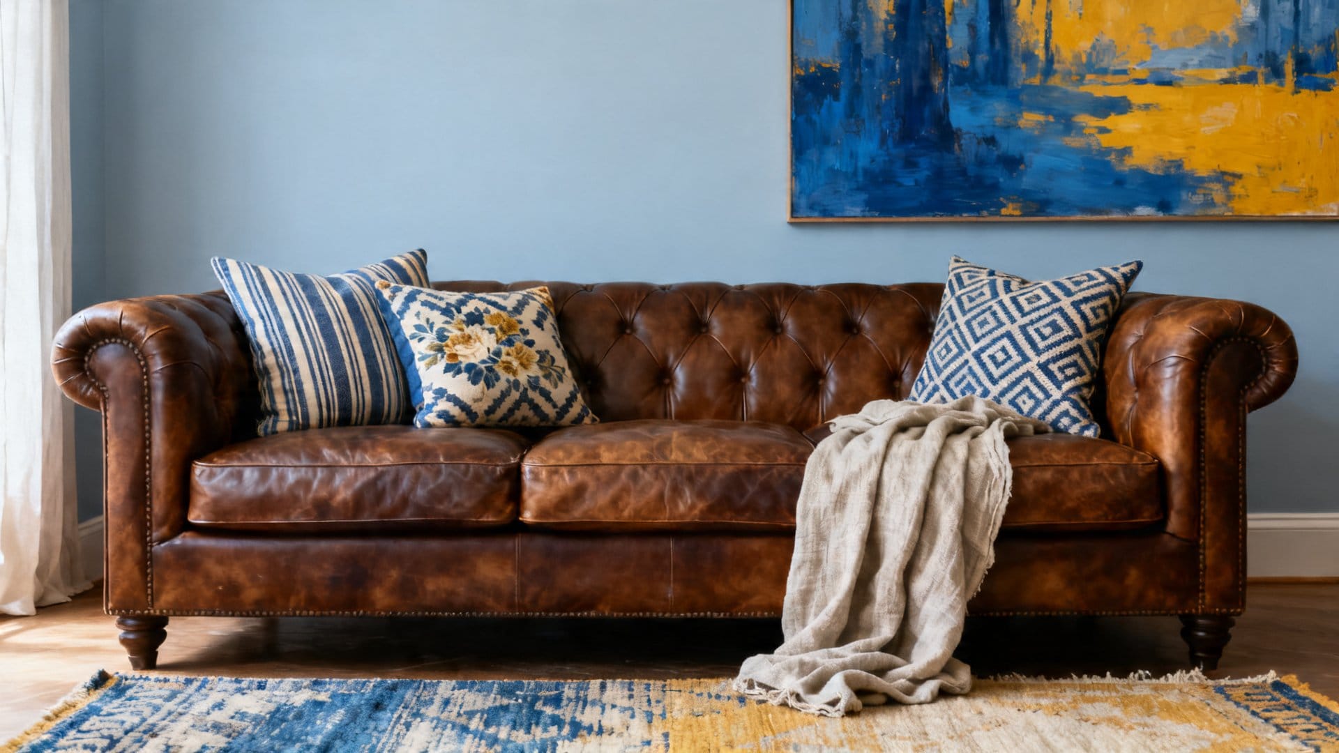 Patterns and Prints That Play Well With Blue and Leather