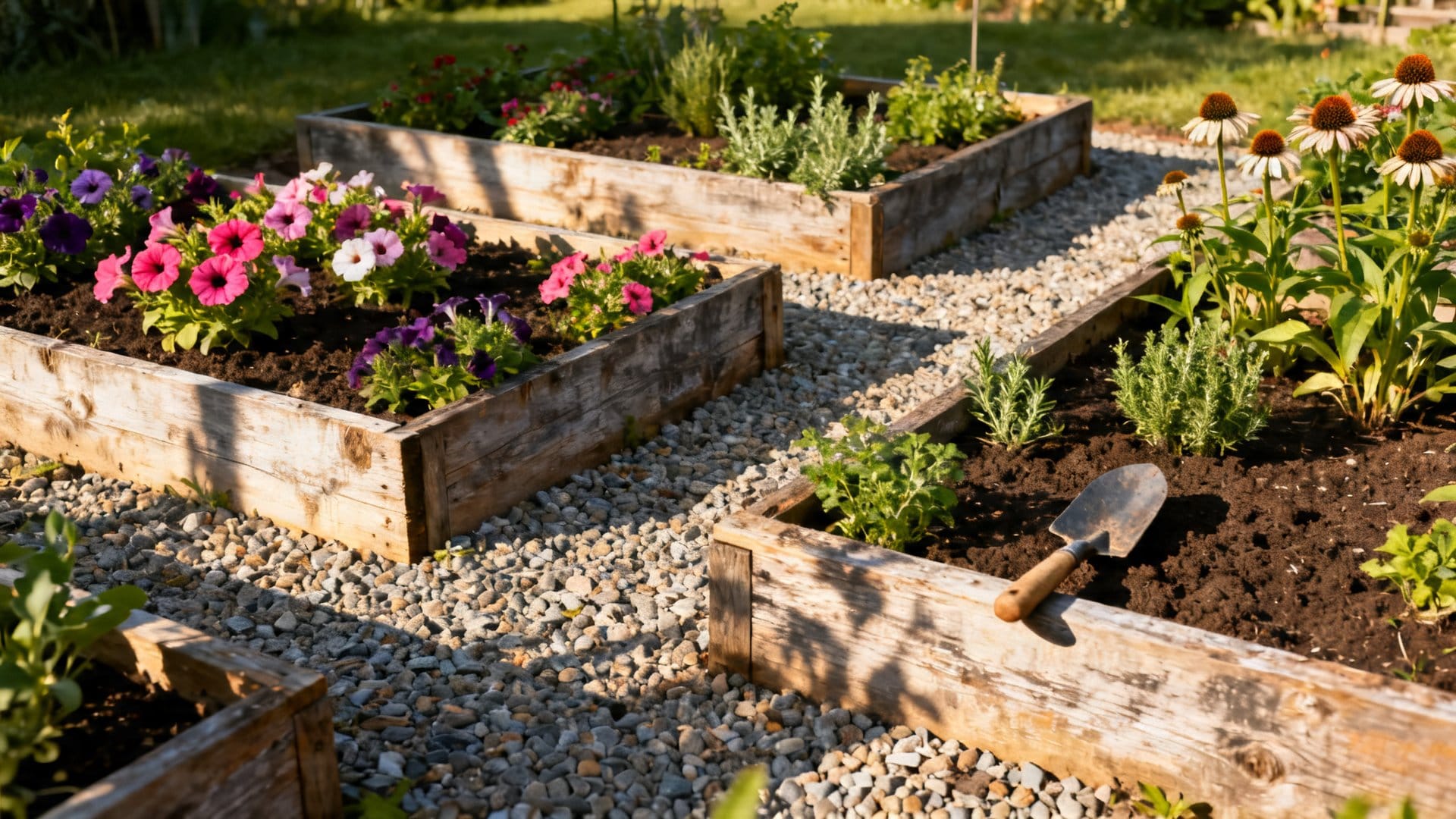 Raised Bed Gardens with Defined Sections