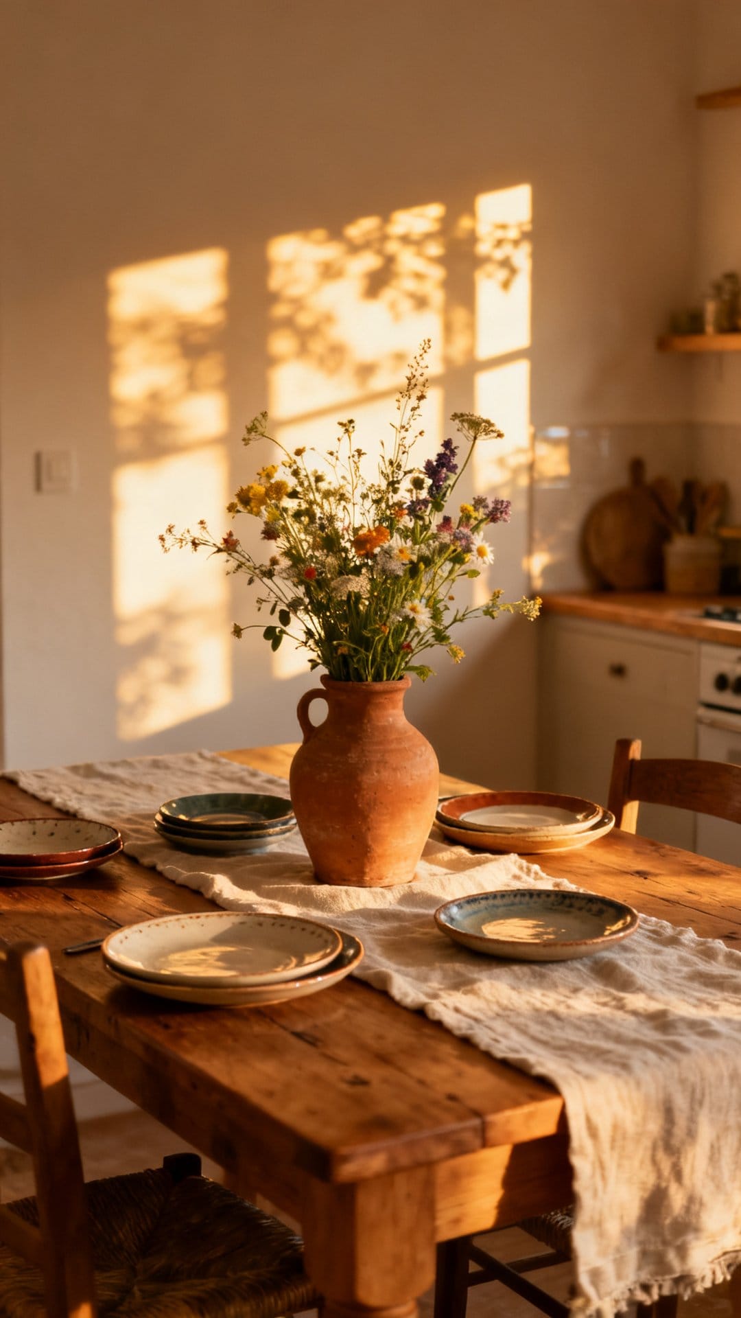 Refresh the Kitchen Table With a Linen Runner and Seasonal Centerpiece