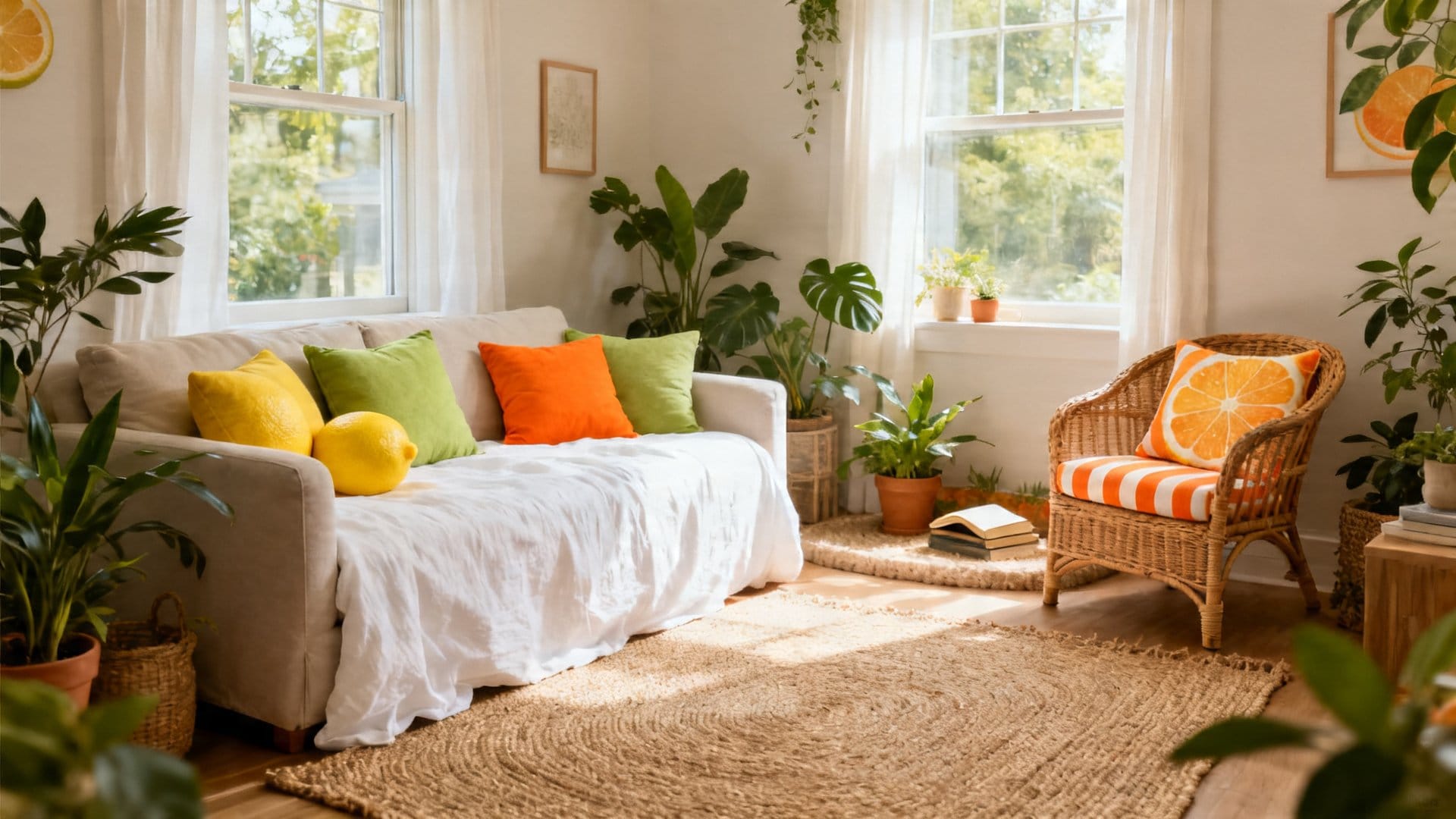 Room-by-Room Ideas for Citrus Pillow Styling