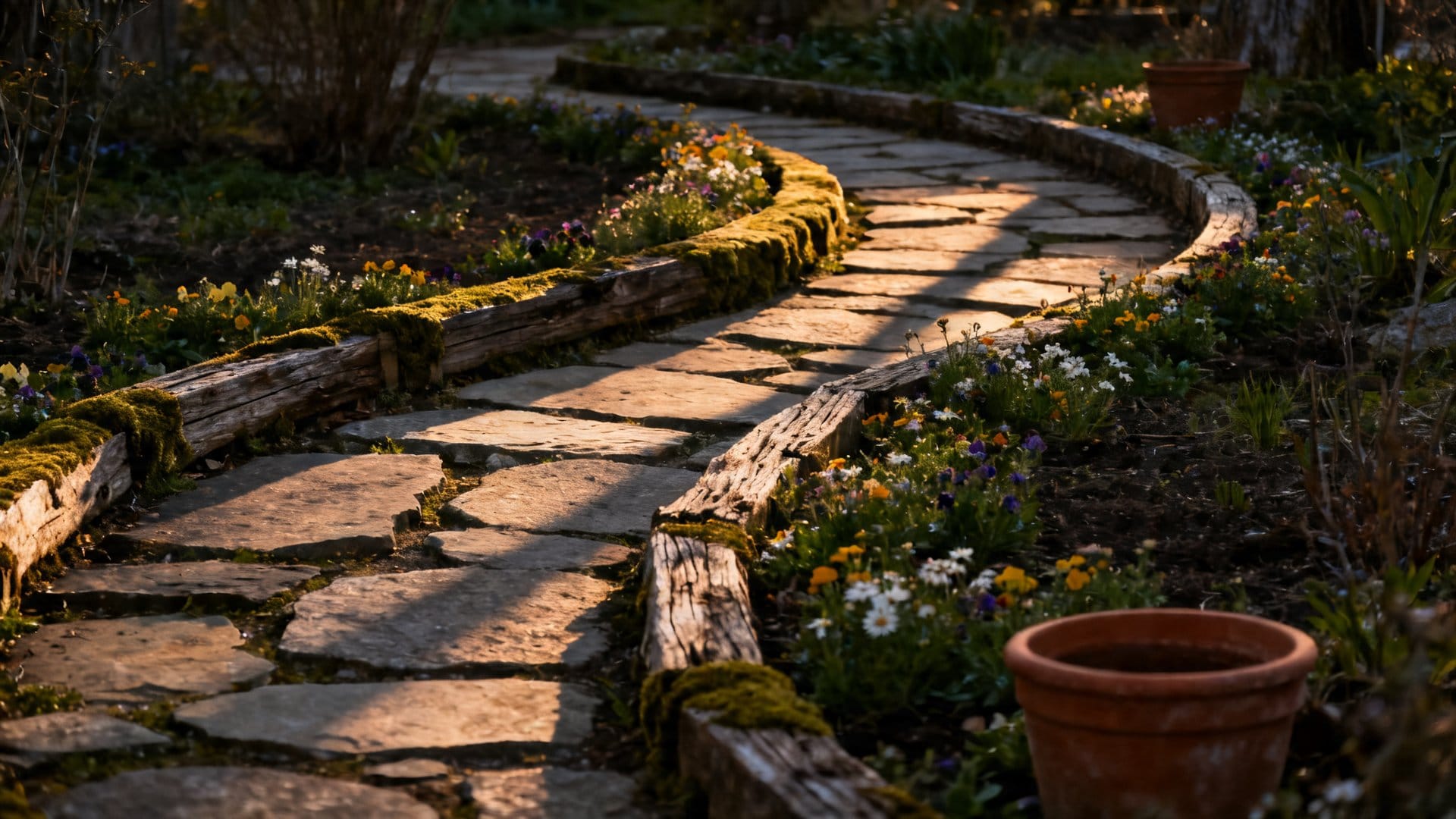Rustic Garden Decor Ideas for Pathways and Borders