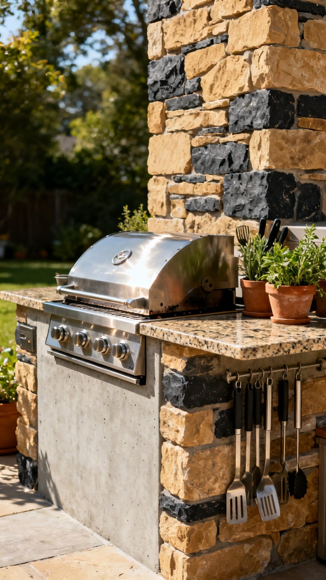 The Classic Built-In Grill Station with Stone Countertops