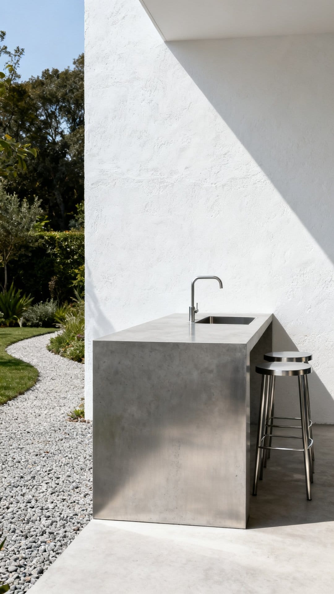 The Modern Minimalist Outdoor Kitchen in Concrete and Steel