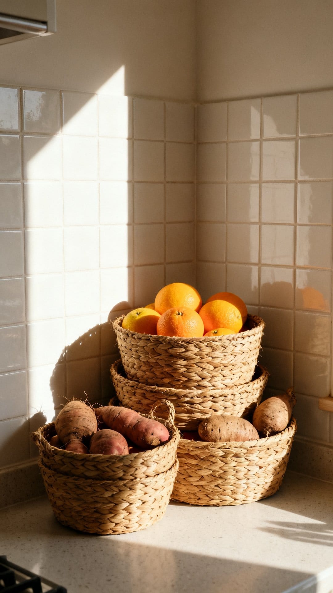 Use Open Baskets for Produce Storage That Doubles as Decor