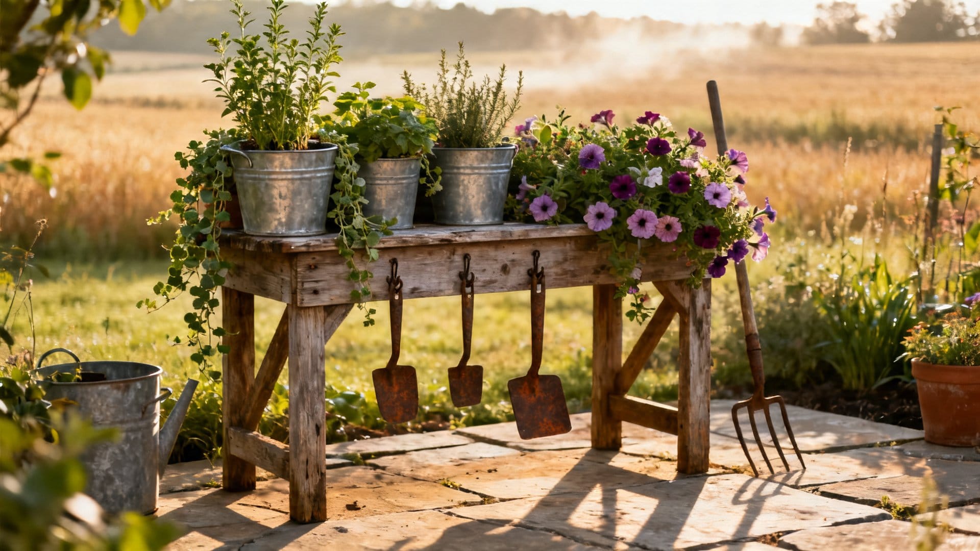 Weathered Wood and Aged Metal: The Foundation of Farmhouse Outdoor Style