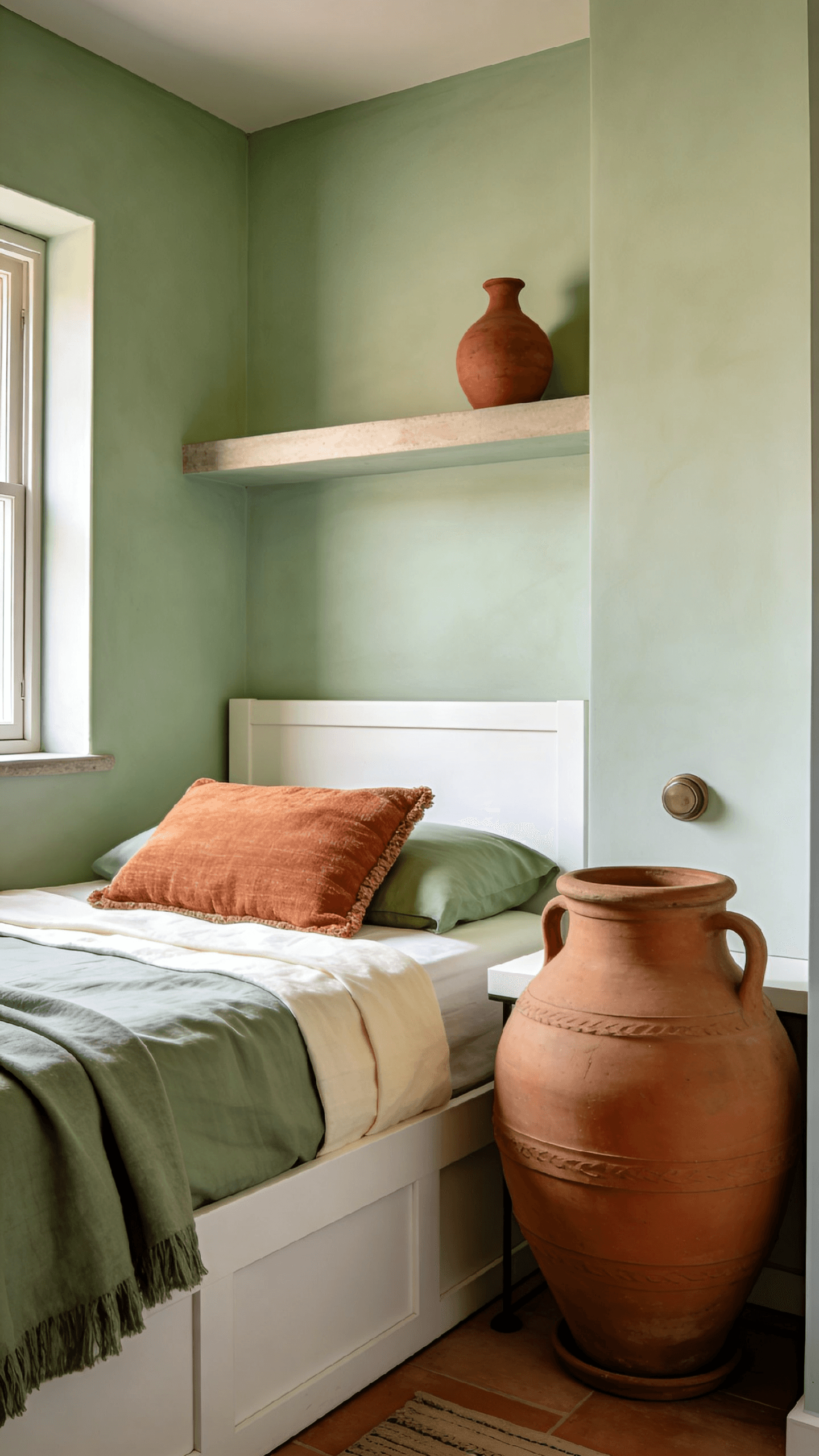 Sage green and terracotta bedroom idea 4