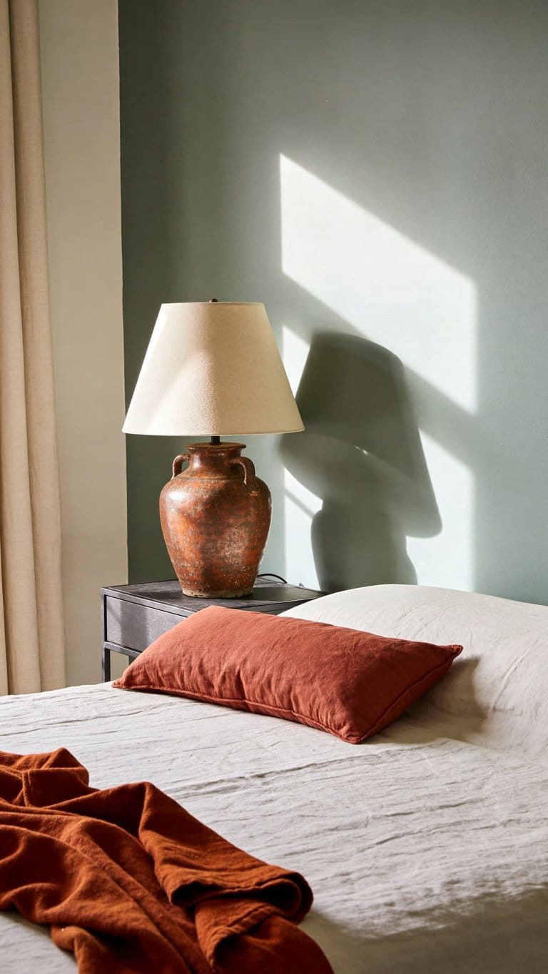 Sage green and terracotta bedroom idea 1