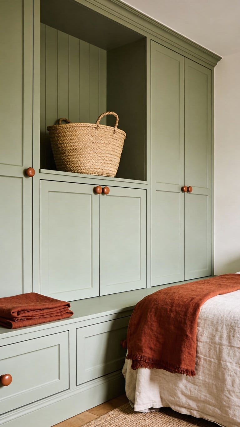 Sage green and terracotta bedroom idea 14