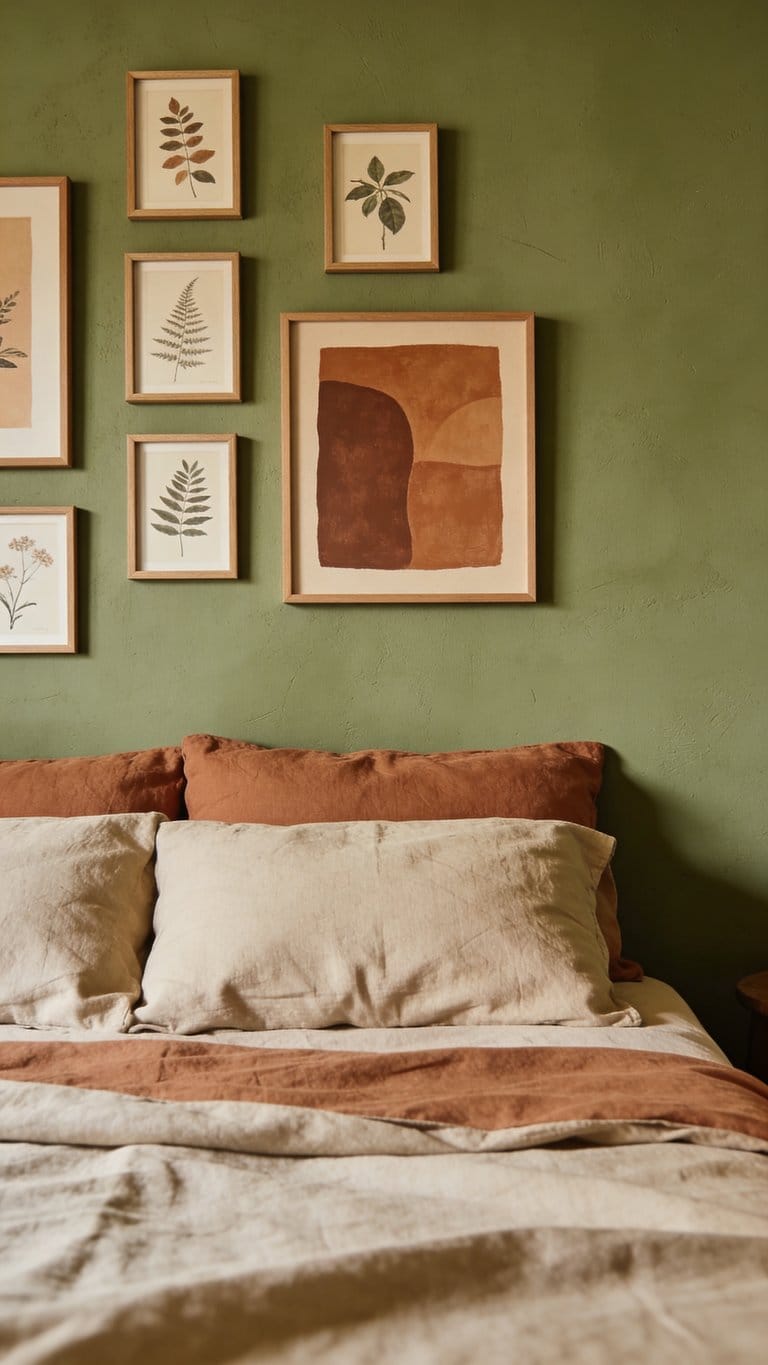 Sage green and terracotta bedroom idea 15