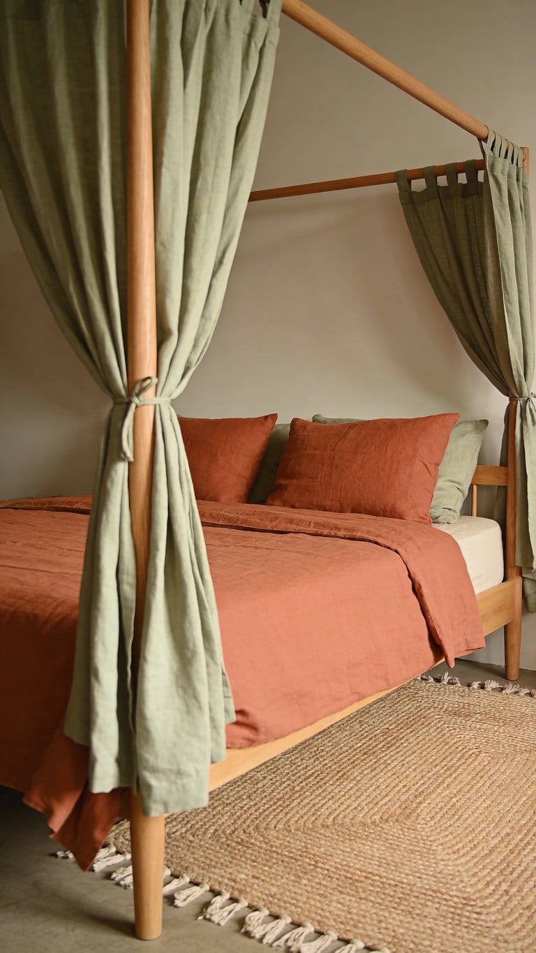 Sage green and terracotta bedroom idea 19