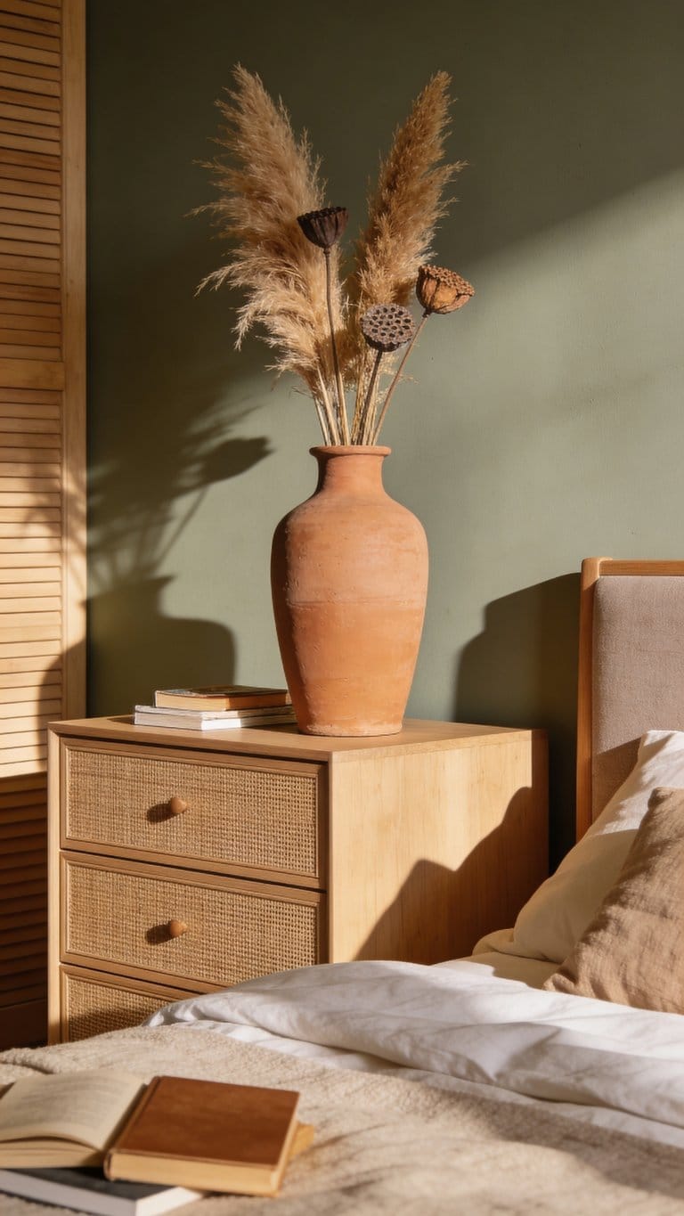 Sage green and terracotta bedroom idea 27